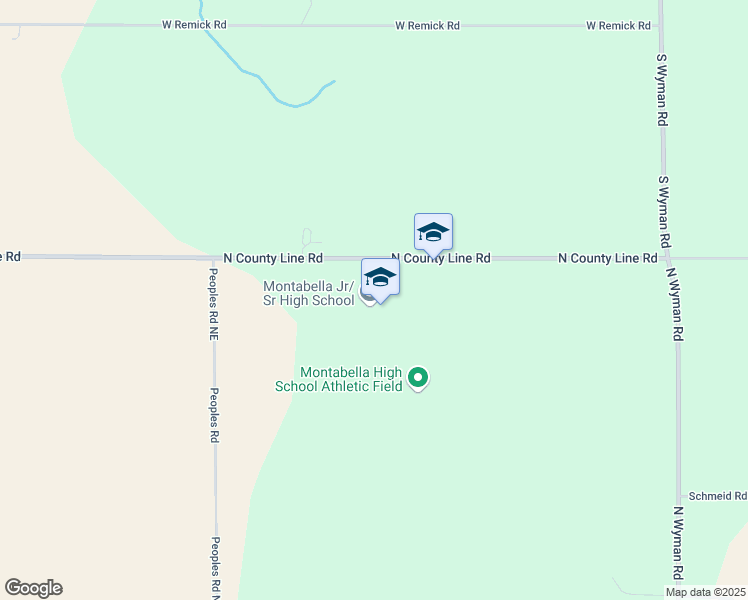 map of restaurants, bars, coffee shops, grocery stores, and more near 1324 North County Line Road in Blanchard