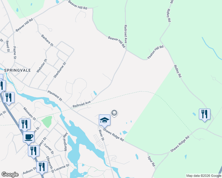 map of restaurants, bars, coffee shops, grocery stores, and more near 77 Railroad Avenue in Sanford