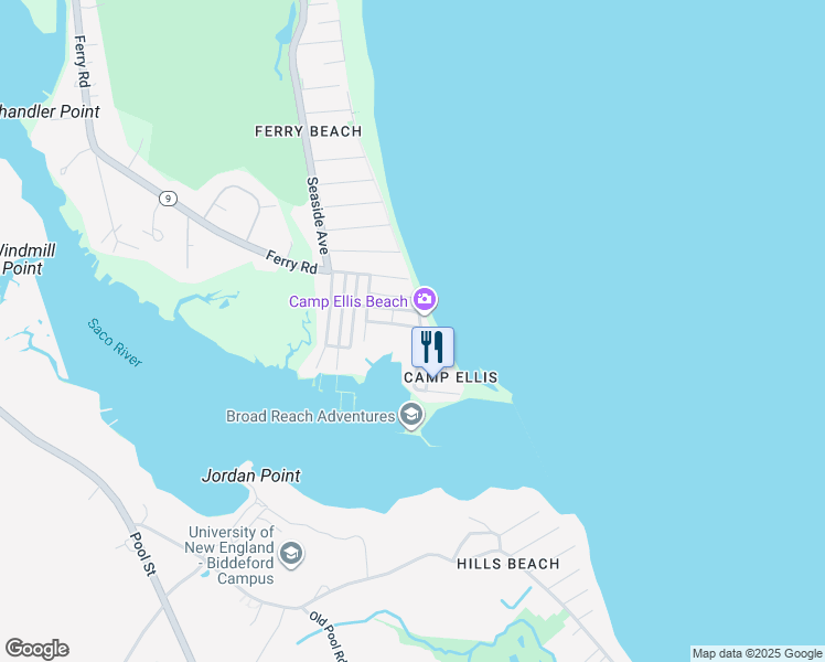 map of restaurants, bars, coffee shops, grocery stores, and more near 7-5 North Avenue in Saco