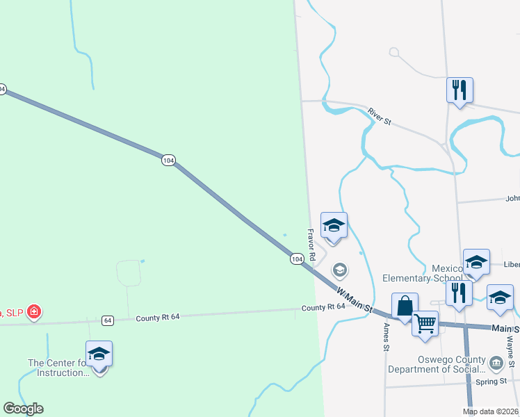 map of restaurants, bars, coffee shops, grocery stores, and more near 3508 New York 104 in Mexico