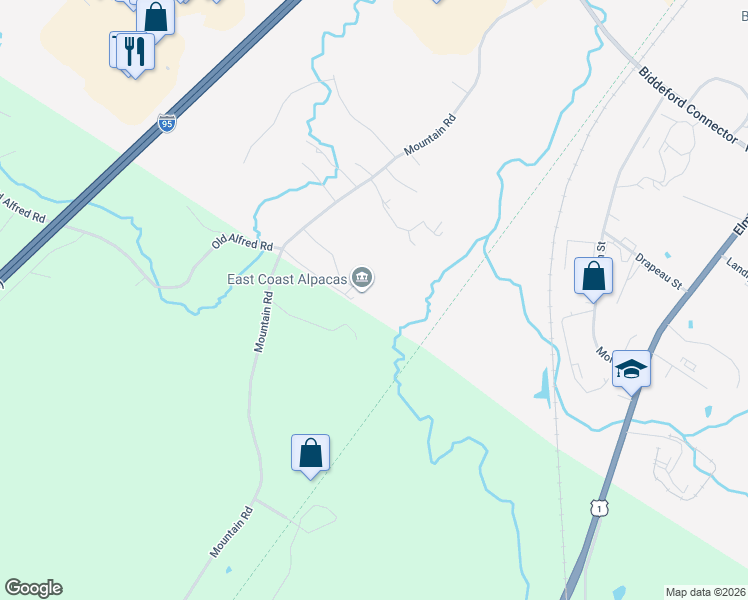 map of restaurants, bars, coffee shops, grocery stores, and more near 21 Clearview Drive in Biddeford