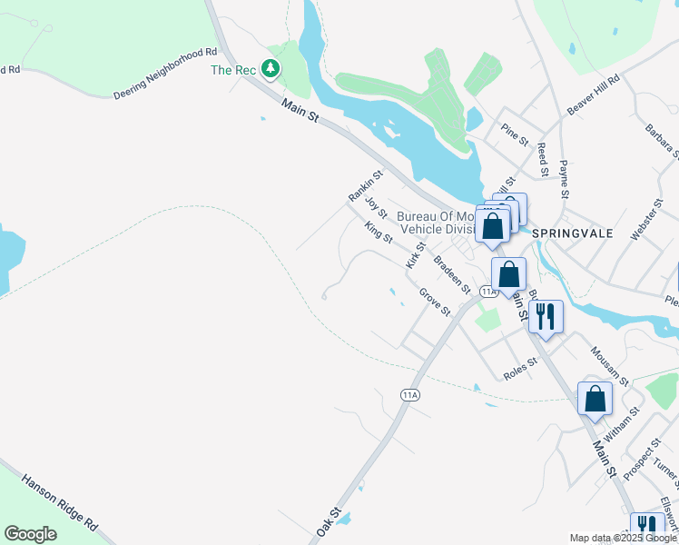 map of restaurants, bars, coffee shops, grocery stores, and more near 2 Summer Street in Sanford