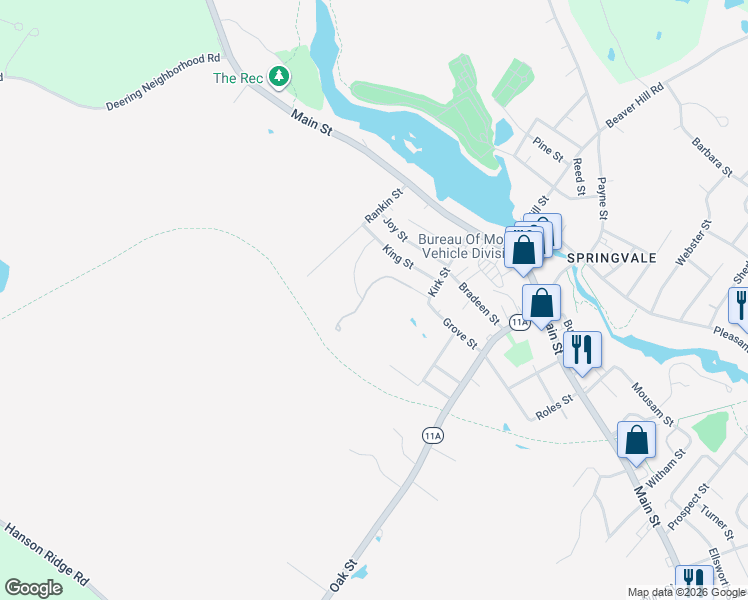 map of restaurants, bars, coffee shops, grocery stores, and more near 2 Summer Street in Sanford
