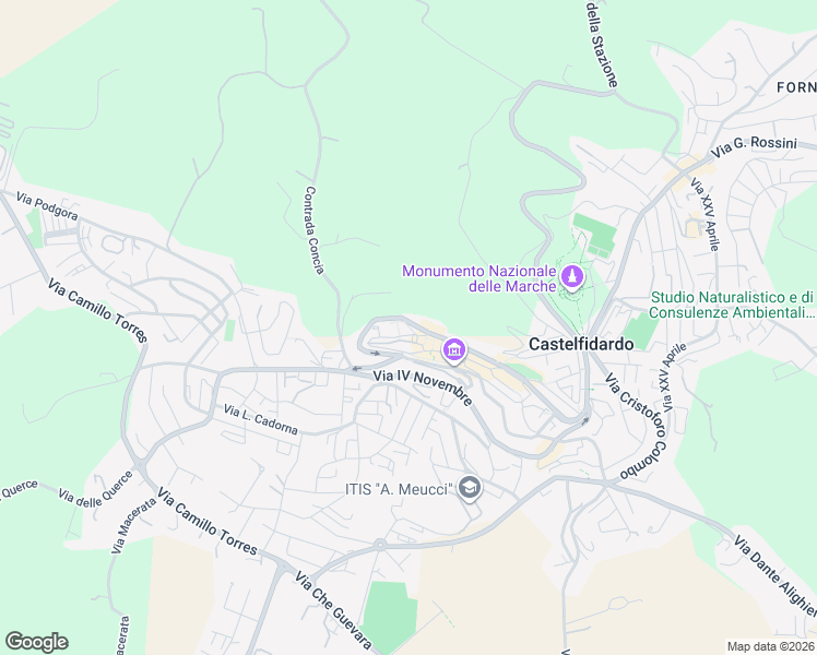 map of restaurants, bars, coffee shops, grocery stores, and more near 80 Via Nazario Sauro in Castelfidardo