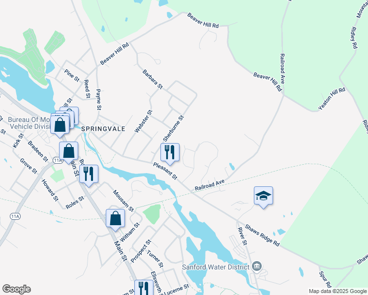 map of restaurants, bars, coffee shops, grocery stores, and more near 20 Woodvale Court in Sanford