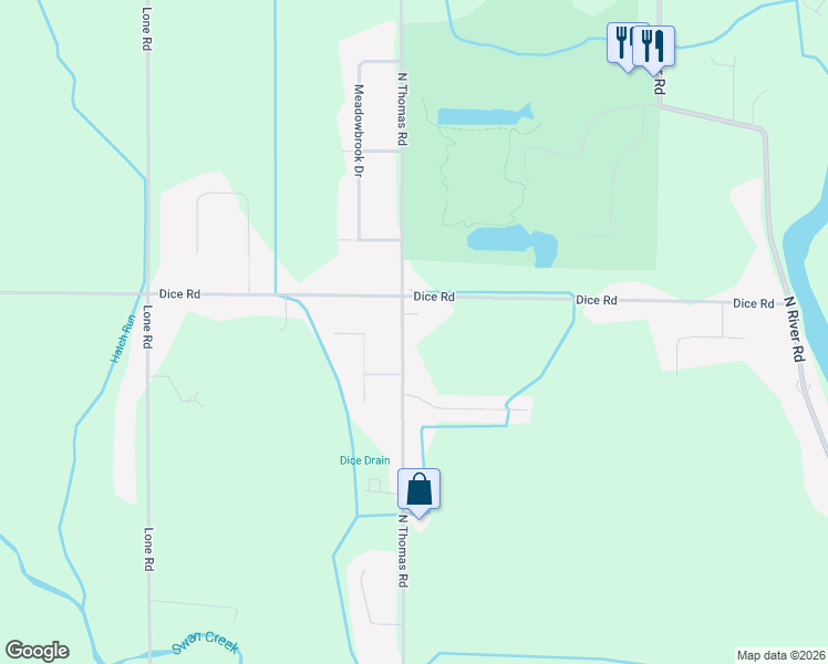 map of restaurants, bars, coffee shops, grocery stores, and more near 3920 North Thomas Road in Freeland