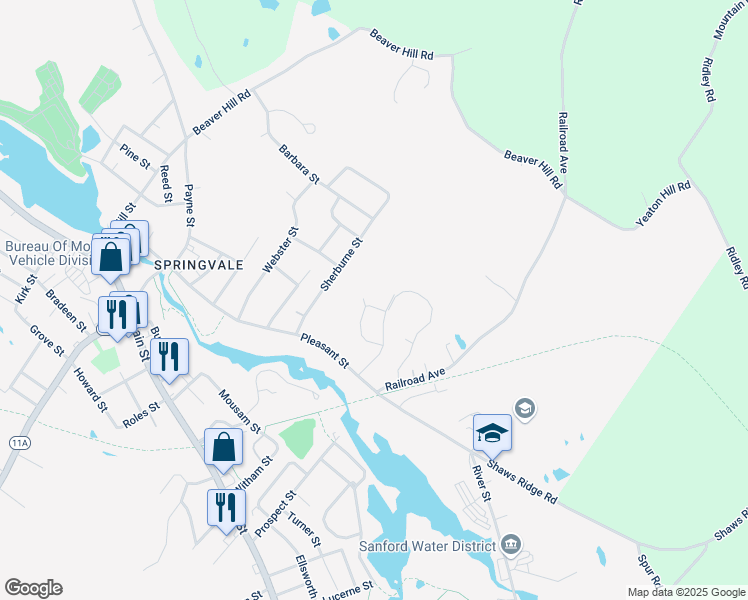 map of restaurants, bars, coffee shops, grocery stores, and more near 20 Woodvale Court in Sanford