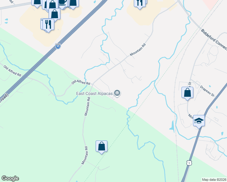 map of restaurants, bars, coffee shops, grocery stores, and more near 21 Clearview Drive in Biddeford