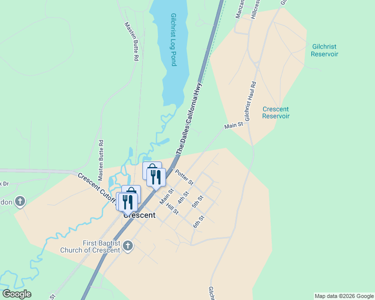 map of restaurants, bars, coffee shops, grocery stores, and more near 109 Potter Street in Crescent