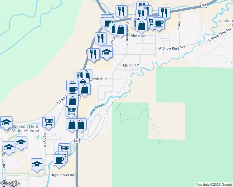 map of restaurants, bars, coffee shops, grocery stores, and more near 785 Powderhorn Lane in Jackson