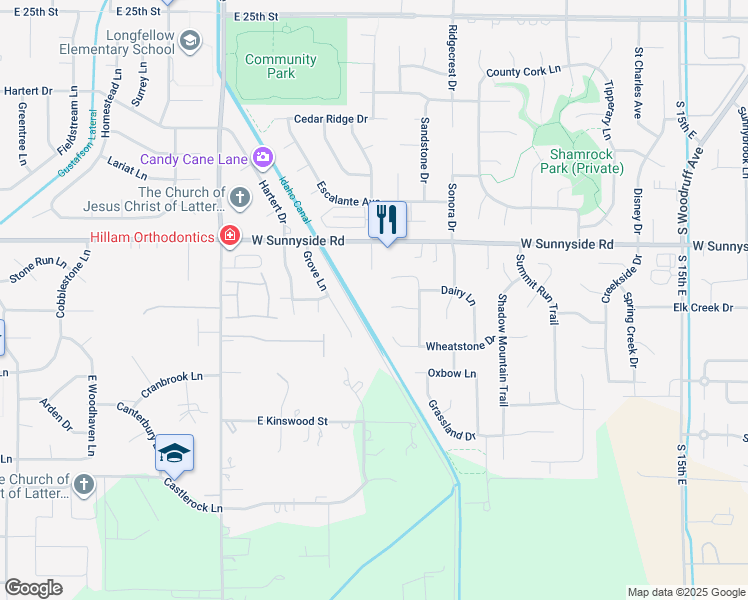 map of restaurants, bars, coffee shops, grocery stores, and more near 860 Summerfield Circle in Idaho Falls