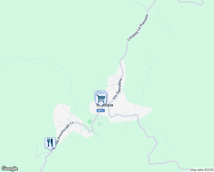 map of restaurants, bars, coffee shops, grocery stores, and more near 55 Via Sgarallino in Nibbiaia