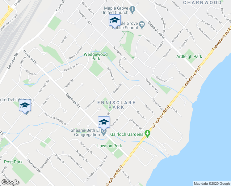 map of restaurants, bars, coffee shops, grocery stores, and more near 262 Cardinal Drive in Oakville