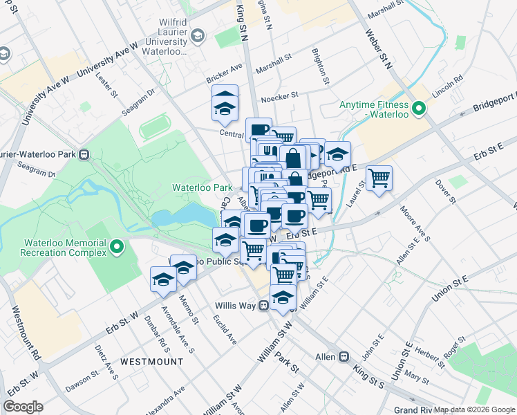 map of restaurants, bars, coffee shops, grocery stores, and more near 28 Dorset Street in Waterloo