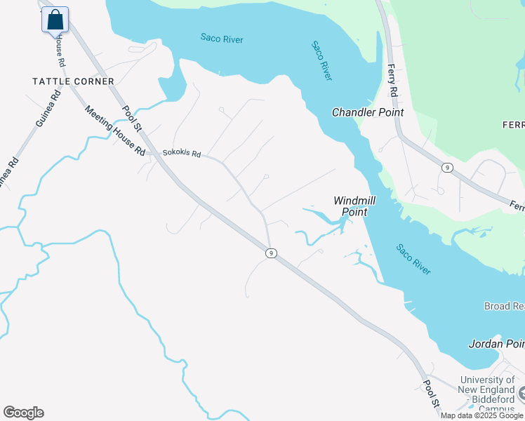 map of restaurants, bars, coffee shops, grocery stores, and more near 4 Ferry Lane in Biddeford