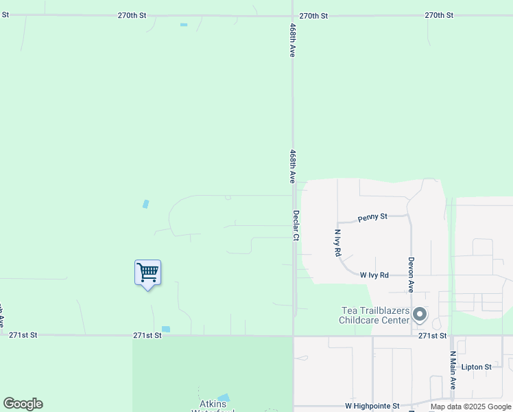 map of restaurants, bars, coffee shops, grocery stores, and more near 46787 Valerie Place in Tea