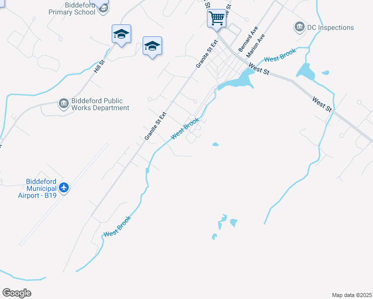 map of restaurants, bars, coffee shops, grocery stores, and more near 13 Ponderosa Lane in Biddeford