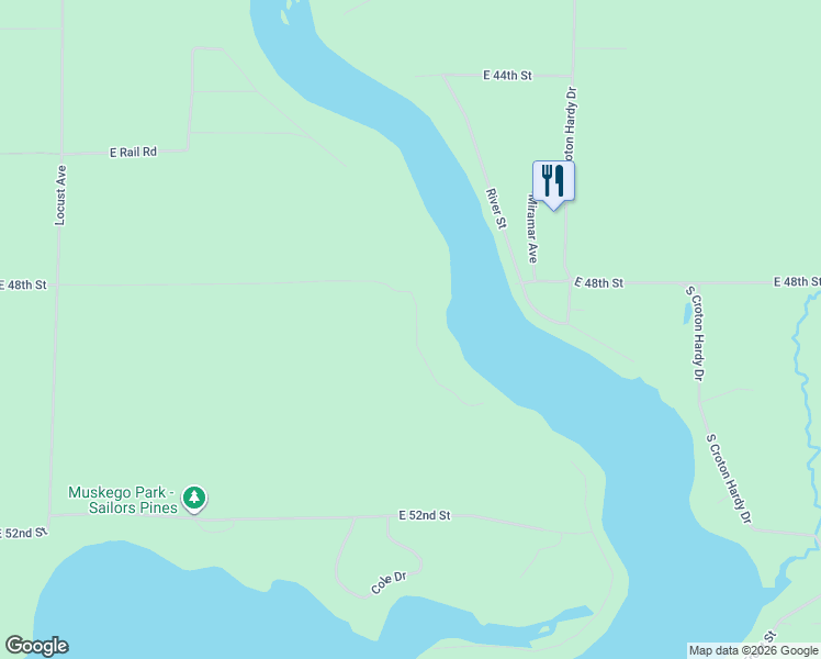 map of restaurants, bars, coffee shops, grocery stores, and more near 4869 Juniper Ridge Avenue in Newaygo