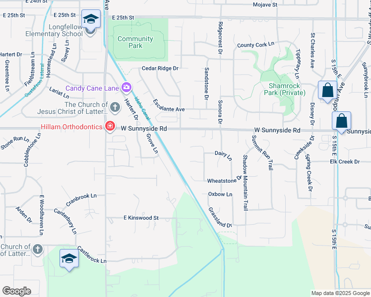 map of restaurants, bars, coffee shops, grocery stores, and more near 860 Summerfield Circle in Idaho Falls