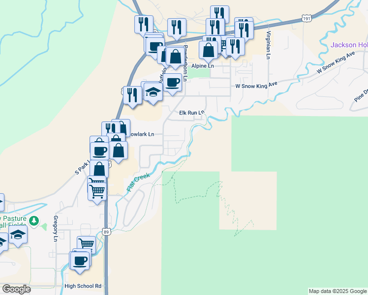 map of restaurants, bars, coffee shops, grocery stores, and more near 812 Powderhorn Lane in Jackson
