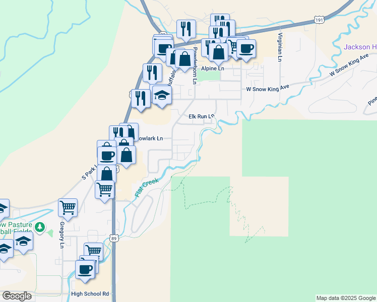 map of restaurants, bars, coffee shops, grocery stores, and more near 812 Powderhorn Lane in Jackson