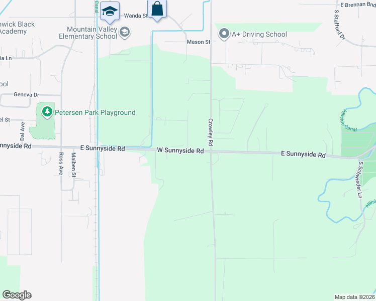 map of restaurants, bars, coffee shops, grocery stores, and more near 4468 East Sunnyside Road in Idaho Falls