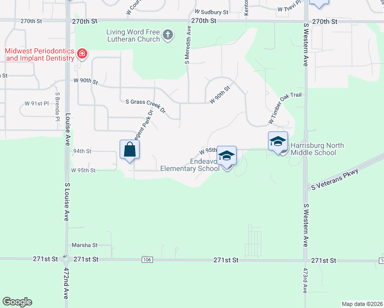 map of restaurants, bars, coffee shops, grocery stores, and more near 2800 West 95th Street in Sioux Falls