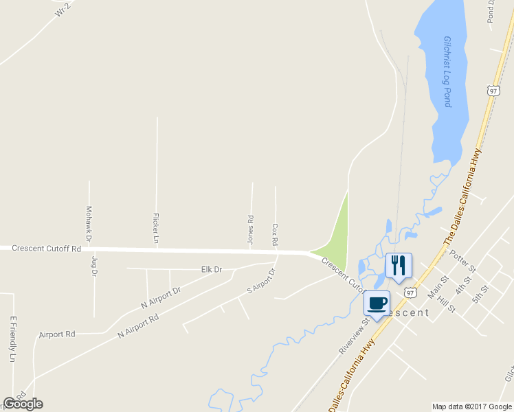 map of restaurants, bars, coffee shops, grocery stores, and more near 137125 Bitterbrush Lane in Crescent