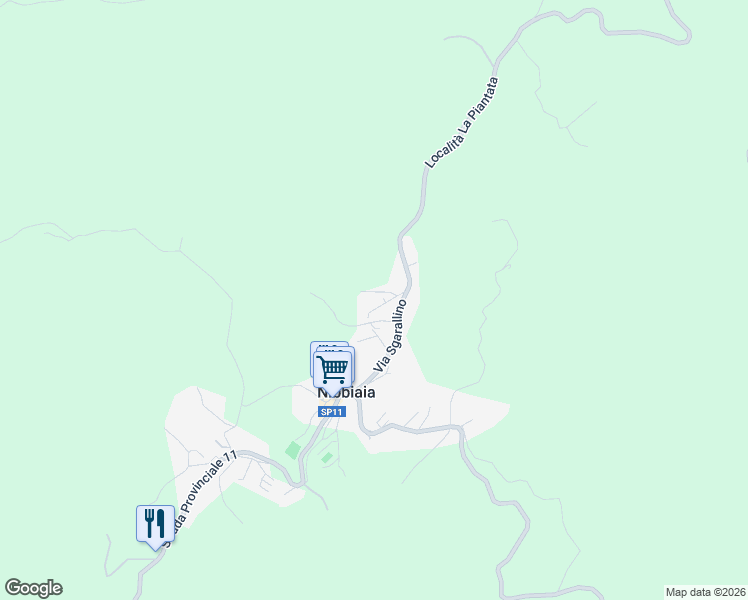 map of restaurants, bars, coffee shops, grocery stores, and more near 55 Via Sgarallino in Nibbiaia