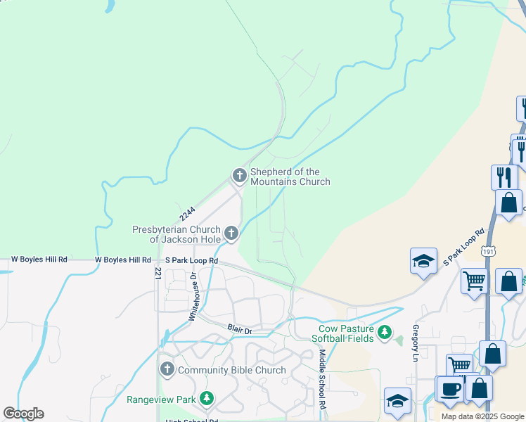 map of restaurants, bars, coffee shops, grocery stores, and more near 700 Hi Country Dr in Jackson
