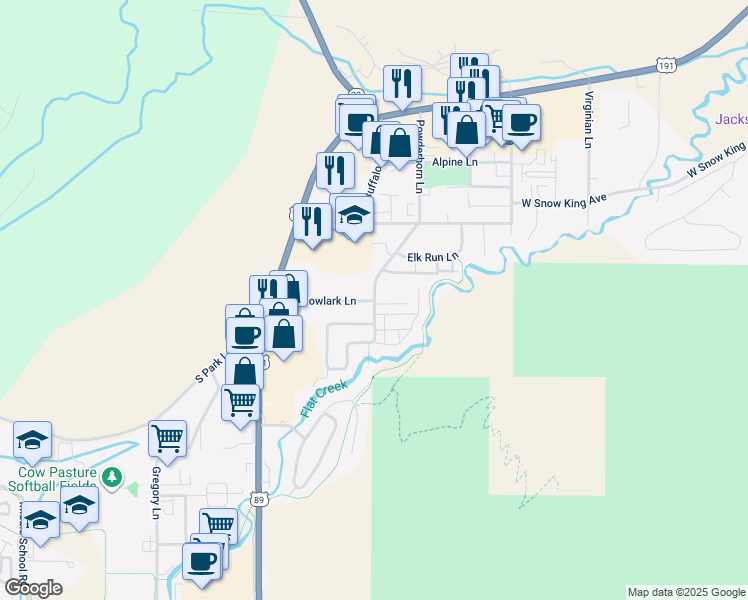 map of restaurants, bars, coffee shops, grocery stores, and more near 903 Powderhorn Ln in Jackson