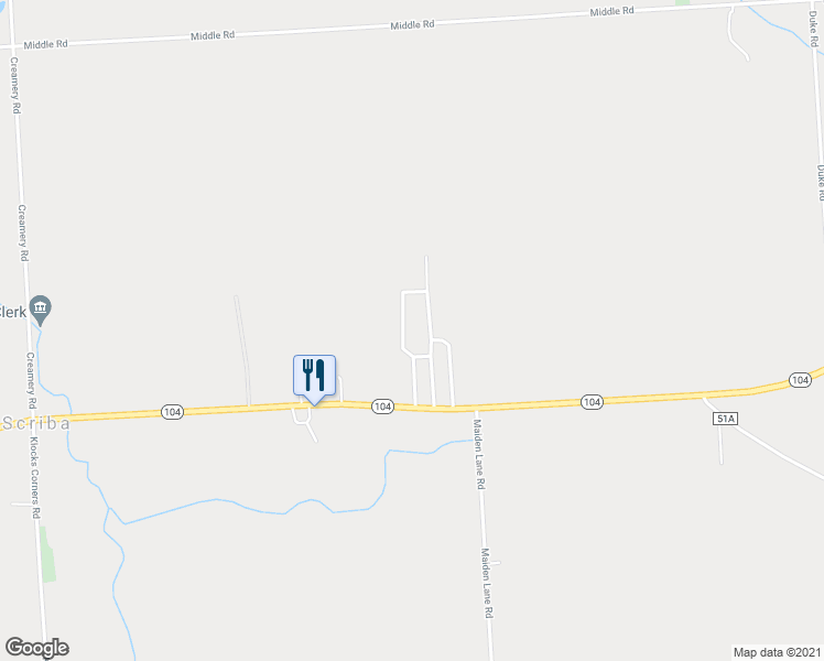 map of restaurants, bars, coffee shops, grocery stores, and more near 5350 New York 104 in Oswego