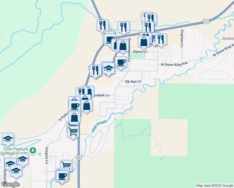 map of restaurants, bars, coffee shops, grocery stores, and more near 797-903 Powderhorn Lane in Jackson