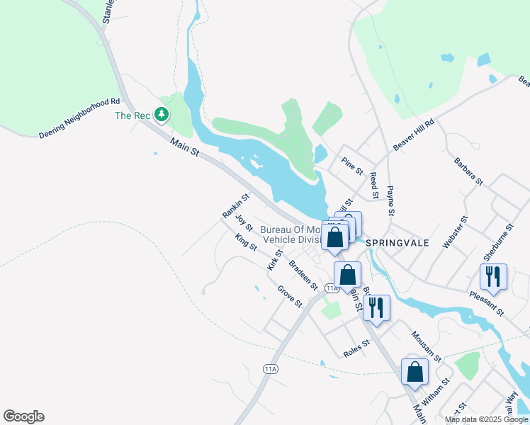 map of restaurants, bars, coffee shops, grocery stores, and more near 406 Main Street in Sanford
