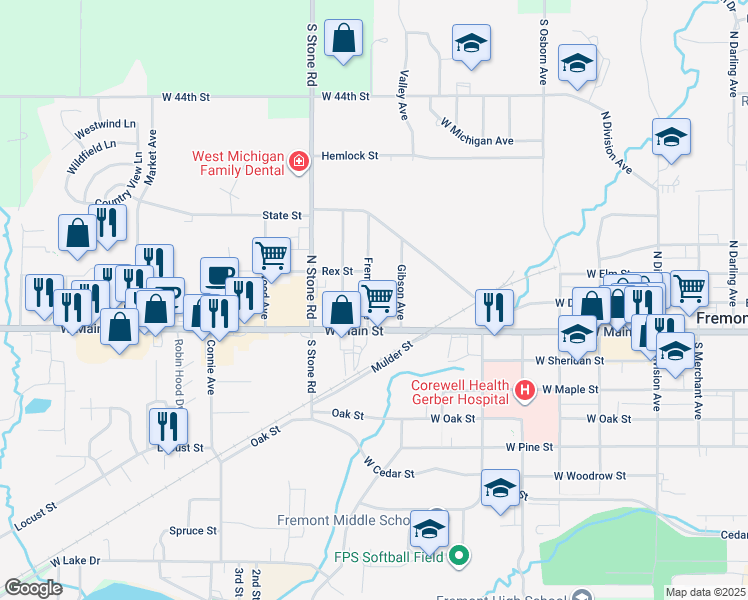 map of restaurants, bars, coffee shops, grocery stores, and more near 28 Fremont Avenue in Fremont