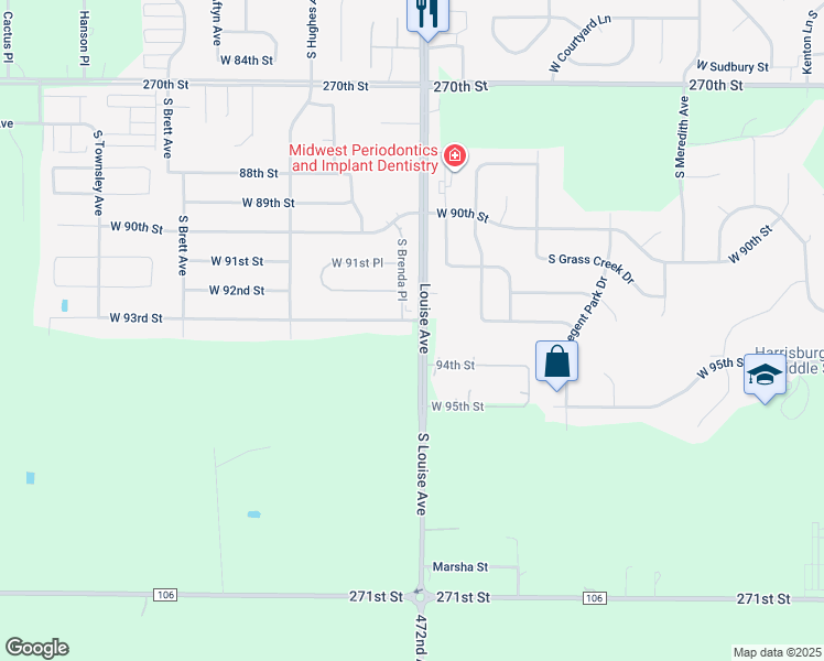 map of restaurants, bars, coffee shops, grocery stores, and more near 3409 West 93rd Street in Sioux Falls