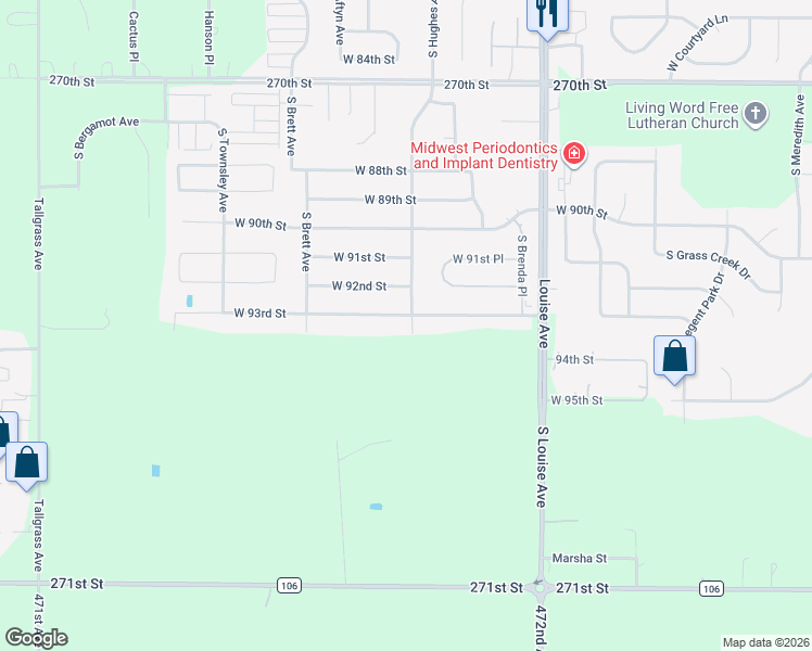 map of restaurants, bars, coffee shops, grocery stores, and more near 3901 West 93rd Street in Sioux Falls