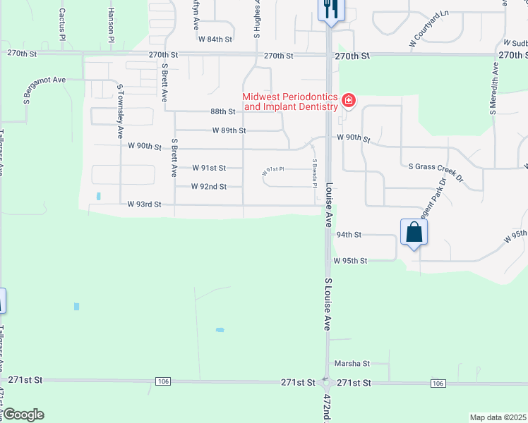 map of restaurants, bars, coffee shops, grocery stores, and more near 3801 West 93rd Street in Sioux Falls