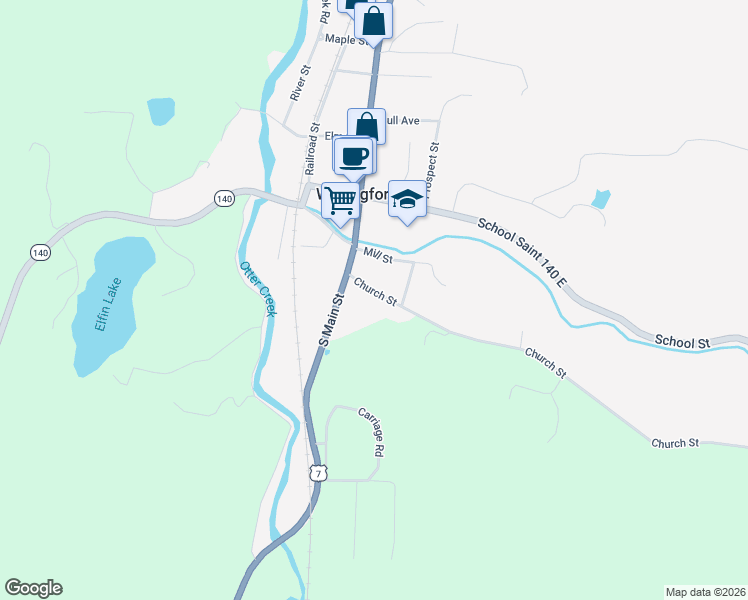 map of restaurants, bars, coffee shops, grocery stores, and more near 82 Church St in Wallingford