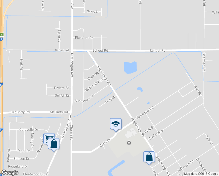 map of restaurants, bars, coffee shops, grocery stores, and more near 1900 Mapleridge Road in Saginaw