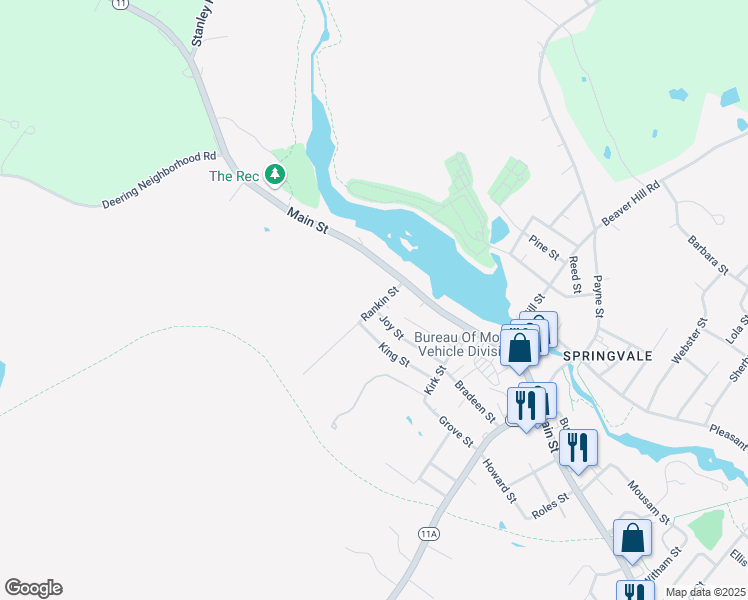map of restaurants, bars, coffee shops, grocery stores, and more near 6 Rankin Street in Sanford