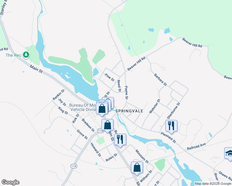 map of restaurants, bars, coffee shops, grocery stores, and more near 16 Proulx Court in Sanford