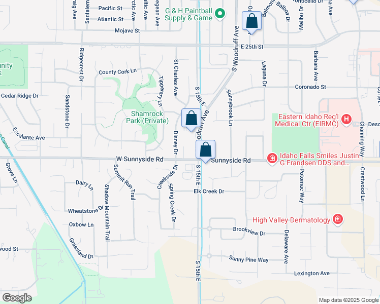 map of restaurants, bars, coffee shops, grocery stores, and more near 3240 S Woodruff Ave in Idaho Falls