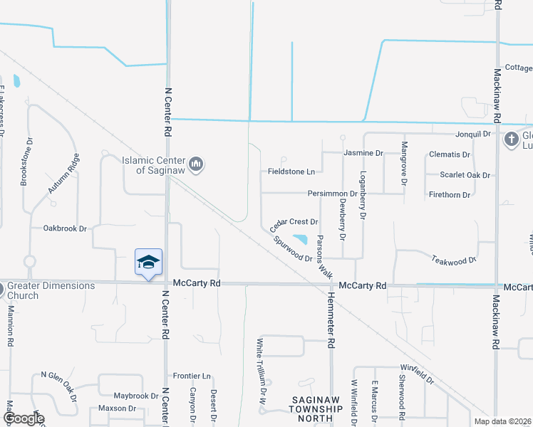 map of restaurants, bars, coffee shops, grocery stores, and more near 4192 Spurwood Drive in Saginaw