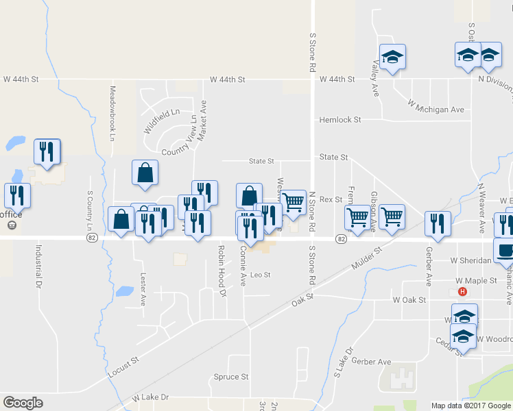 map of restaurants, bars, coffee shops, grocery stores, and more near 1034 Rex Street in Fremont
