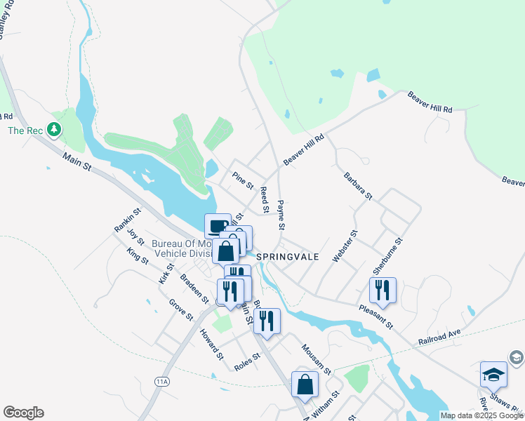 map of restaurants, bars, coffee shops, grocery stores, and more near 16 Proulx Court in Sanford