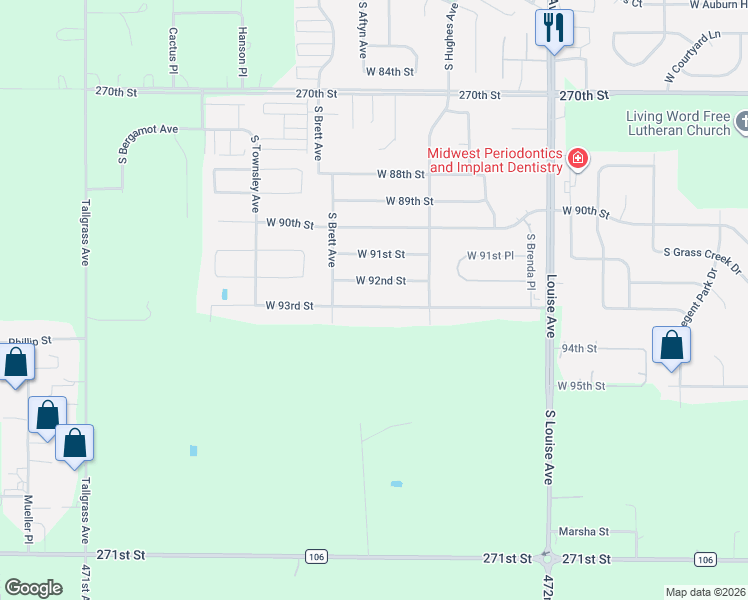 map of restaurants, bars, coffee shops, grocery stores, and more near 3901 West 93rd Street in Sioux Falls
