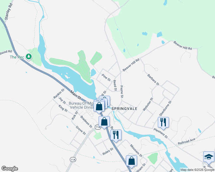 map of restaurants, bars, coffee shops, grocery stores, and more near 16 Proulx Court in Sanford
