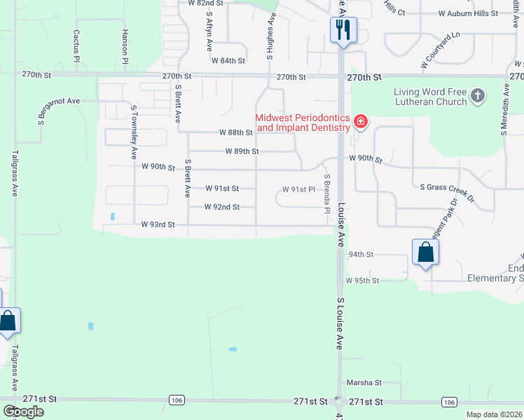 map of restaurants, bars, coffee shops, grocery stores, and more near 3901 West 91st Street in Sioux Falls