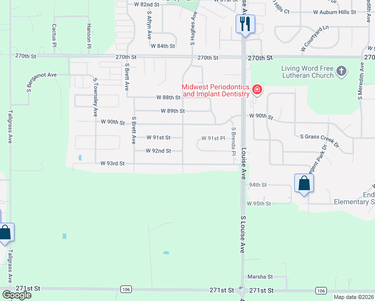 map of restaurants, bars, coffee shops, grocery stores, and more near 3901 West 91st Street in Sioux Falls